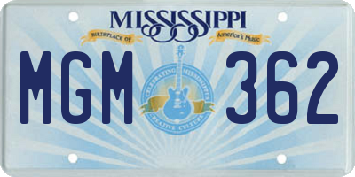 MS license plate MGM362