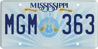 MS license plate MGM363