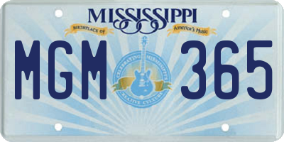 MS license plate MGM365