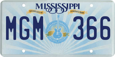 MS license plate MGM366