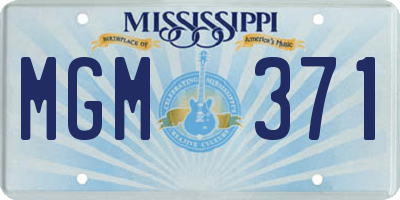 MS license plate MGM371