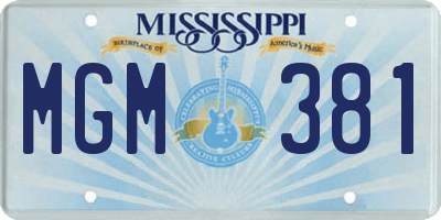 MS license plate MGM381