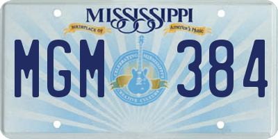 MS license plate MGM384