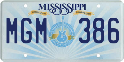 MS license plate MGM386