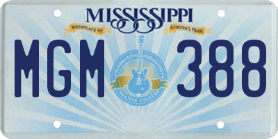 MS license plate MGM388