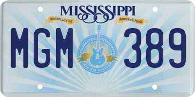 MS license plate MGM389