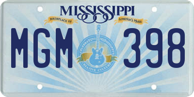 MS license plate MGM398