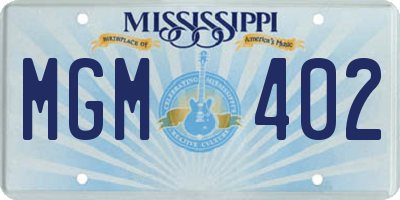 MS license plate MGM402