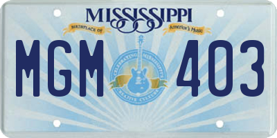 MS license plate MGM403