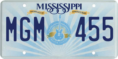 MS license plate MGM455