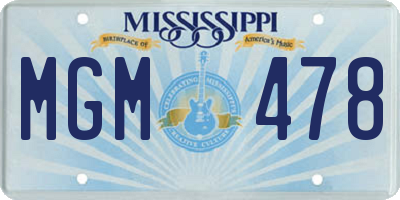 MS license plate MGM478