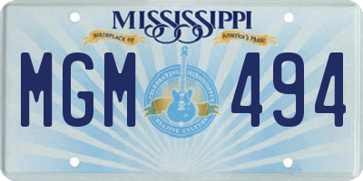 MS license plate MGM494