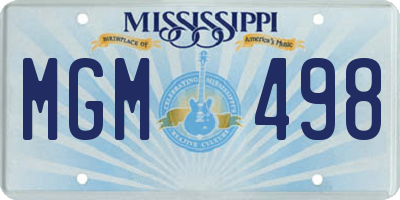 MS license plate MGM498
