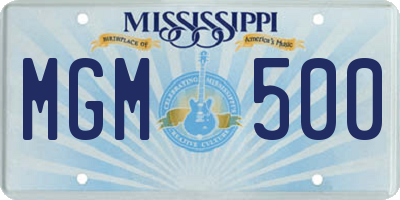 MS license plate MGM500