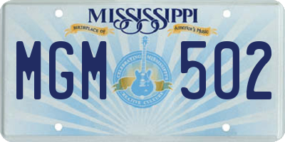 MS license plate MGM502