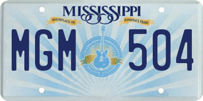 MS license plate MGM504
