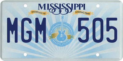 MS license plate MGM505