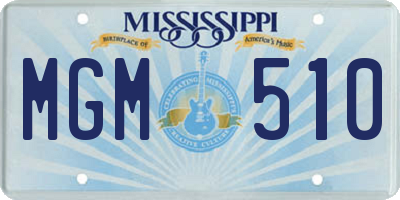 MS license plate MGM510