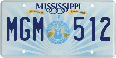MS license plate MGM512