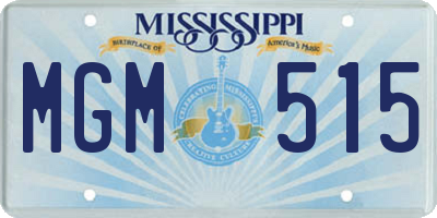 MS license plate MGM515