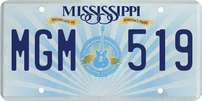 MS license plate MGM519