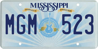 MS license plate MGM523