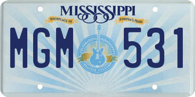 MS license plate MGM531