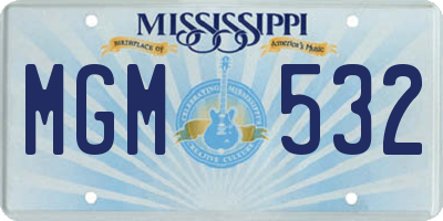 MS license plate MGM532