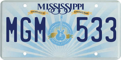 MS license plate MGM533