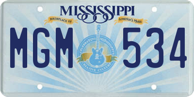 MS license plate MGM534