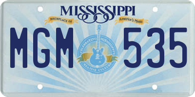 MS license plate MGM535