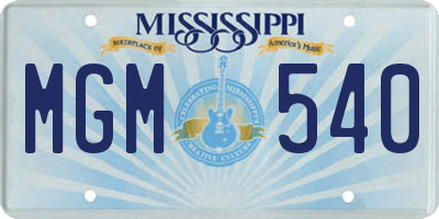 MS license plate MGM540