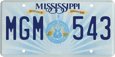 MS license plate MGM543