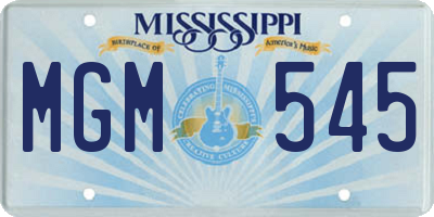 MS license plate MGM545