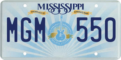 MS license plate MGM550