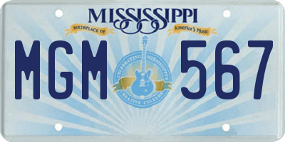 MS license plate MGM567