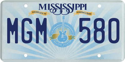 MS license plate MGM580