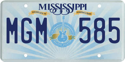 MS license plate MGM585