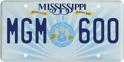 MS license plate MGM600