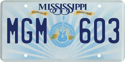 MS license plate MGM603