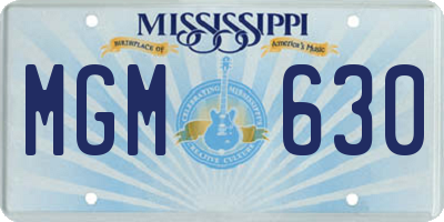 MS license plate MGM630