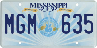 MS license plate MGM635