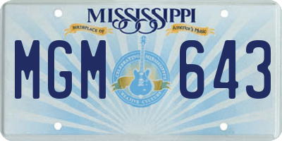 MS license plate MGM643
