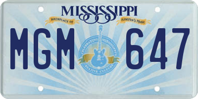 MS license plate MGM647