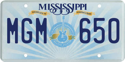 MS license plate MGM650