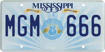 MS license plate MGM666