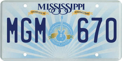 MS license plate MGM670