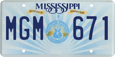 MS license plate MGM671