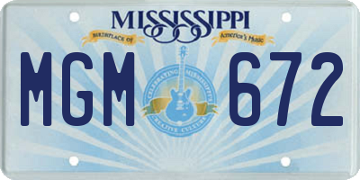 MS license plate MGM672