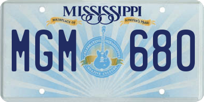 MS license plate MGM680